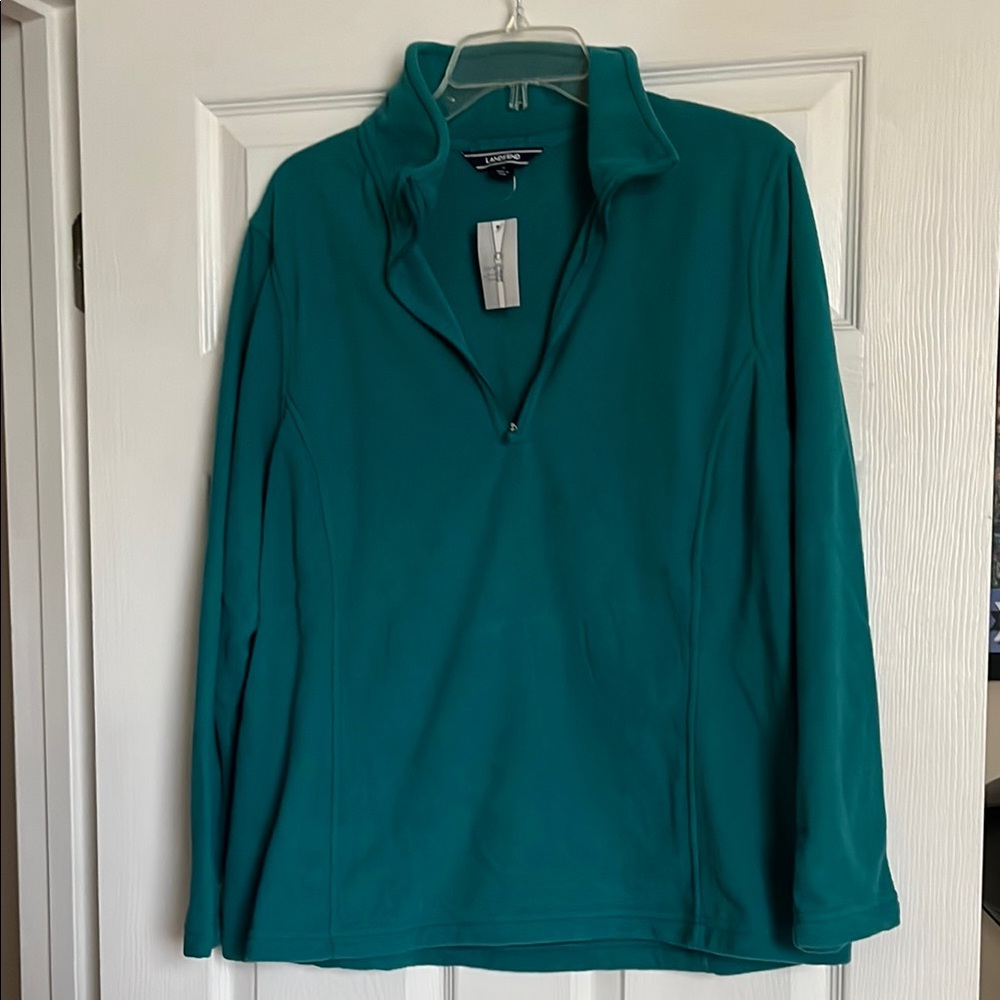 Lands' End Teal Quarter-Zip Pullover